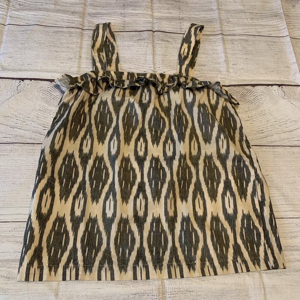 J Crew Factory Ikat Print Ruffle Flounce Tank Top Size 2